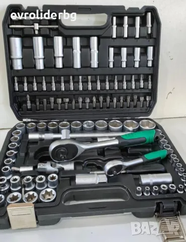 СУПЕР ПРОМОЦИЯ!!! ШОК ЦЕНА!!! НОВ МОДЕЛ DTOOLS 108части 1/2 – 1/4 с Метални закопчалки., снимка 3 - Куфари с инструменти - 23559327