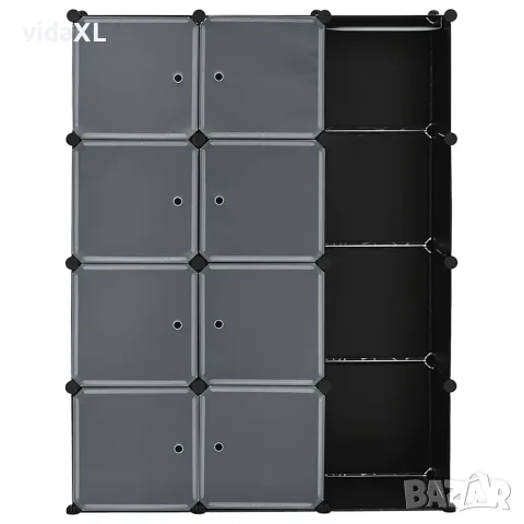 vidaXL Модулен шкаф с 9 отделения, 109x36,5x143 см, черно и бяло, снимка 3 - Шкафове - 56146354