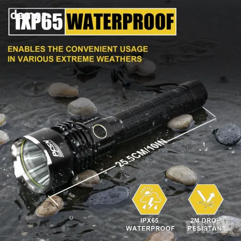PFSN фенер LED супер ярък - 6000 лумена USB C акумулаторно фенерче с 400M дълъг лъч, водоустойчив, снимка 5 - Други стоки за дома - 47448385