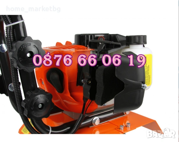 Бензинова мотофреза 74 куб, бензинов мотокултиватор, снимка 7 - Градинска техника - 53710211