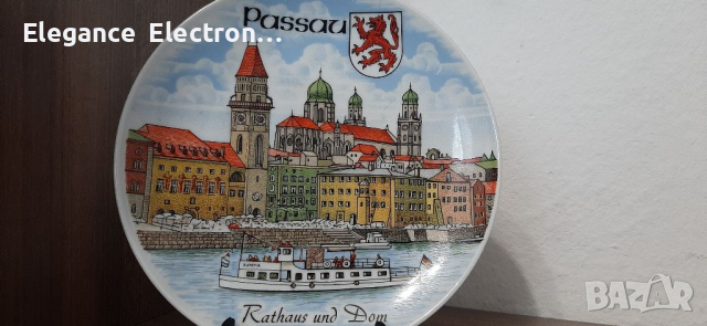 Декоративна винтидж порцеланова стенна чиния Passau 19x19см, снимка 2 - Други - 36485349