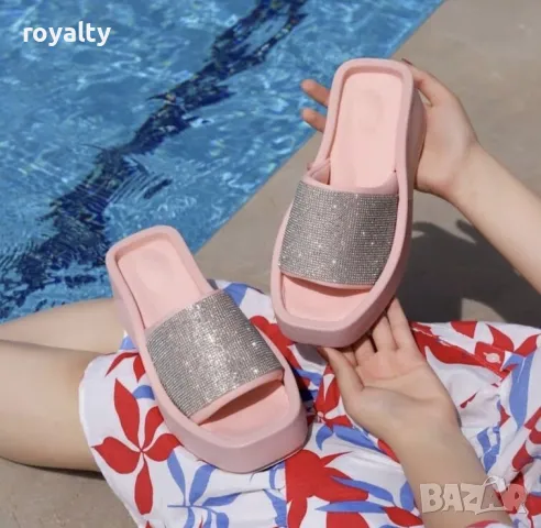 Чехли на платформа - розови, снимка 2 - Чехли - 50072343