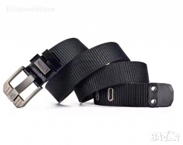 Мъжки колан от плат с метална сплав – дизайнерски, здрав и стилен, снимка 4 - Колани - 50108679