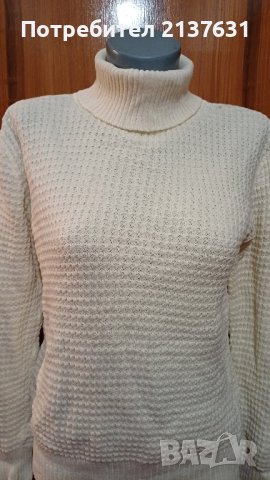 ДАМСКА  БЯЛА  БЛУЗА  - ПОЛО - Размер  L / XL , снимка 1 - Блузи с дълъг ръкав и пуловери - 44361635