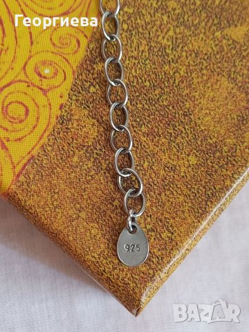 Сребърна гривна със бял камък, снимка 3 - Гривни - 41866620