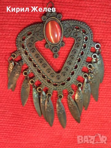 КРАСИВ МЕСИНГОВ МЕДАЛЬОН с ПОЛУ-СКЪПОЦЕНЕН КАМЪК КОТЕШКО ОКО 6066, снимка 9 - Колиета, медальони, синджири - 30636679