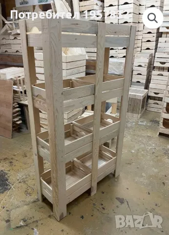 Двоен стелаж от щайги с хедър за всякакъв вид стока, снимка 3 - Оборудване за магазин - 49132801