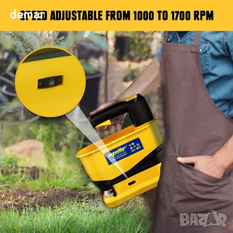 Безжичен разпръсквач на семена Mellif, 5,5 л, за Dewalt 18V батерия, снимка 6 - Градинска техника - 44323641