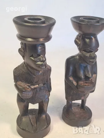 африкански свещници от абанос  22/2, снимка 3 - Декорация за дома - 49180914