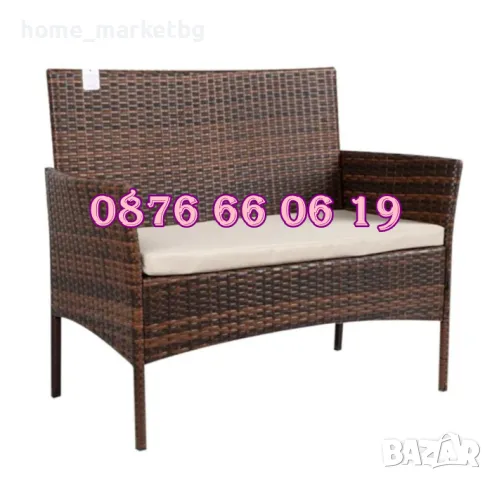Градински ратанов комплект 4 части /маса, диван и 2 фотьойла/, снимка 4 - Градински мебели, декорация  - 49903492