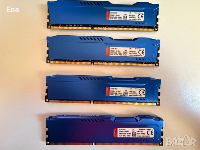4 броя RAM памет за настолен комютър Kingston HyperX Fury Blue 8GB DDR3 1600MHz, снимка 2 - RAM памет - 56070446