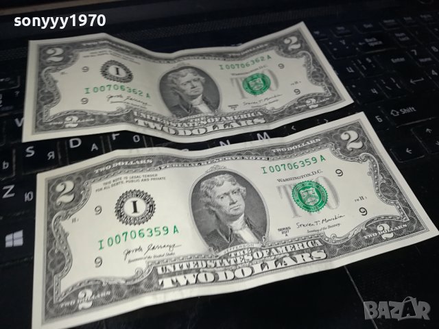 ДВЕ БАНКНОТИ ОТ 2 ДОЛАРА ЗА КОЛЕКЦИЯ 1808231853