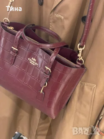 Чанта Coach Mollie Tote croc-embossed leather Dark Wine/Merlot, снимка 6 - Чанти - 55785258
