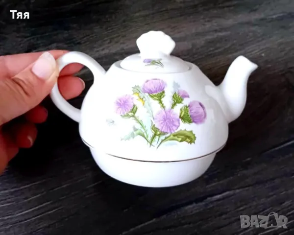 Порцеланово чайниче с чаша 2 в 1, снимка 4 - Други - 48398618
