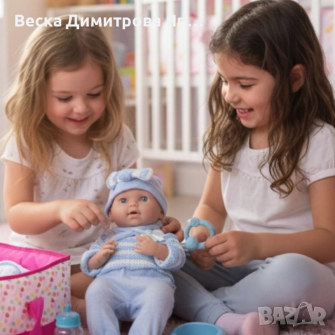 Кукла бебе с пълен комплект – Шише, пижама, легълце и аксесоари - 42 см - НА БЪЛГАРСКИ, снимка 4 - Кукли - 52561904