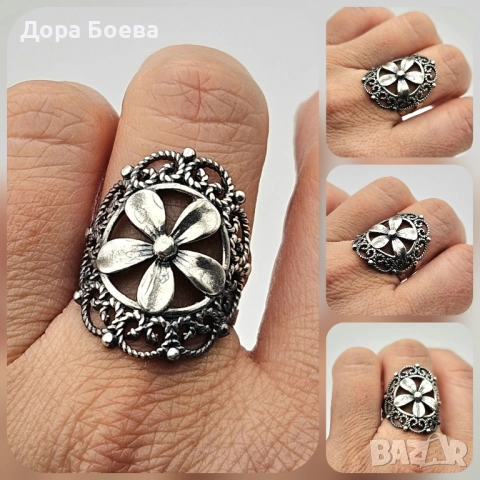 Сребърен пръстен: "Флоренция", снимка 4 - Пръстени - 52455621
