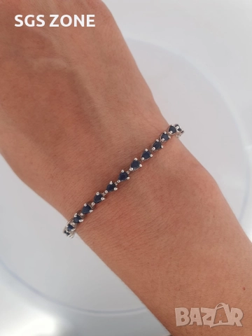 Тенис гривна с рубини, сапфири и изумруди, снимка 3 - Гривни - 52401623