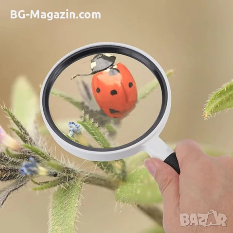 Мощна увеличителна ръчна лупа с дръжка 6X увеличение за четене на книги деца голяма стъклена , снимка 10 - Други инструменти - 50920230