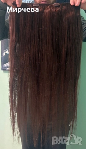 Екстеншъни екстейшъни естествена коса слагана веднъж щипки редове , снимка 2 - Аксесоари за коса - 53401435