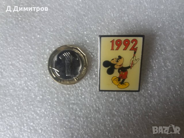 1992 Мики Маус оригинална значка., снимка 2 - Колекции - 40025389