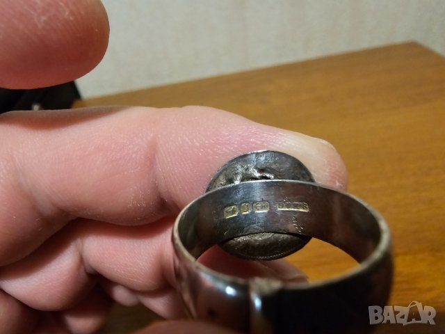 Старинен сребърен  пръстен с монета  1900г половин суверен  Кралица Виктория Мелбърн сребро, снимка 4 - Пръстени - 41729732