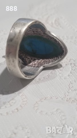 Vintage сребърен пръстен 925 с тюркоаз , снимка 4 - Пръстени - 44200326