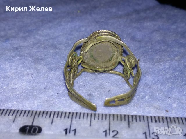 СТАРИНЕН ФИЛИГРАНЕН МЕЛХИОРЕН СКЪПОЦЕНЕН РЕТРО ПРЪСТЕН с ОГРОМЕН ЮВЕЛИРНО ШЛИФОВАН ЛУНЕН КАМЪК 26117, снимка 8 - Антикварни и старинни предмети - 40574642