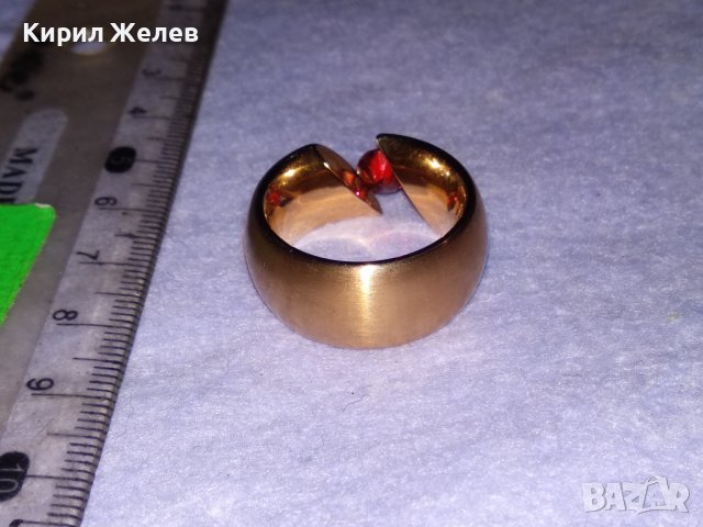 ВЕЛИКОЛЕПЕН с ДЕБЕЛА ПОЗЛАТА и ФАСЕТИРАН ГРАНАТ АРТ ПРЪСТЕН от БЛАГОРОДНА НЕРЪЖДАЕМА СТОМАНА 38670, снимка 13 - Пръстени - 41622884
