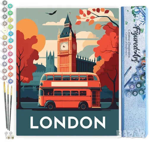 Комплект за рисуване по номера London, Figured'Art, 40 х 50 см, снимка 3 - Картини - 55749135