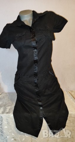 Черна рокля тип риза р-р S , снимка 7 - Рокли - 41698398