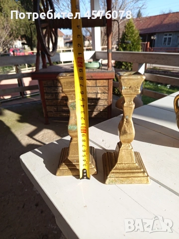 Масивни старинни ръчно изработени свещници, снимка 4 - Антикварни и старинни предмети - 53843946