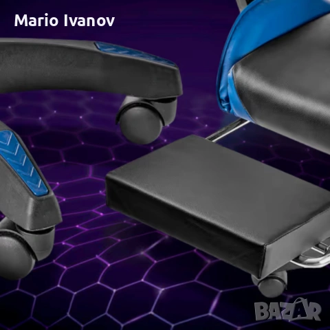 Геймърски стол с регулируема височина, лумбална възглавница и метална основа, снимка 9 - Геймърски - 53401355