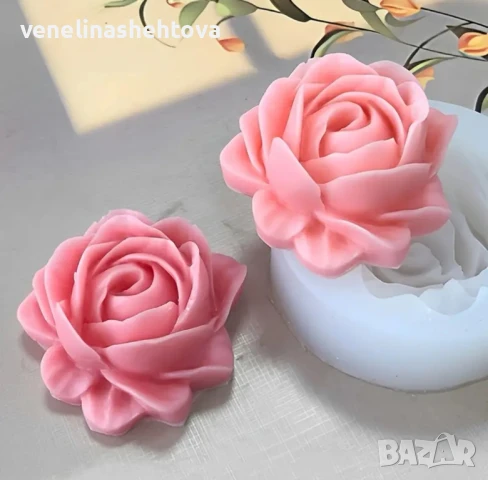 3D разлистена роза Силиконов молд форма за свещи гипс сапун смола фондан , снимка 3 - Форми - 50706317