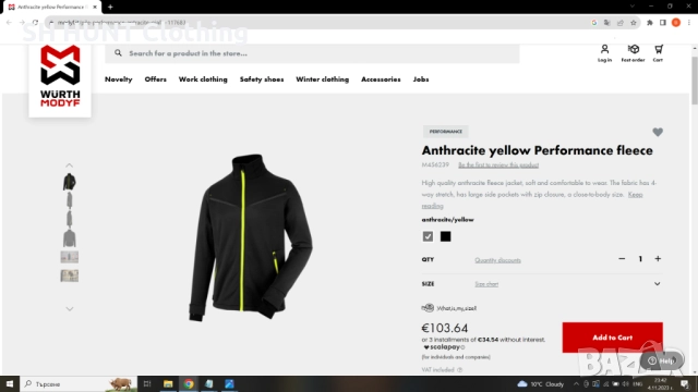 WURTH MODYF M456239 Anthracite Performance Fleece Jacket размер L работна горница W4-70, снимка 2 - Суичъри - 51947048