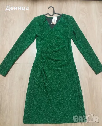 Нова тъмно зелена рокля Универсален размер до 110гръдна внос Италия 