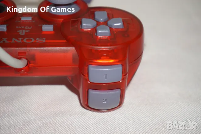 Много Рядък Оригинален Червен Прозрачен PSone Аналогов Контролер за PS1/PS2 в Отлично Състояние, снимка 12 - Аксесоари - 50085632