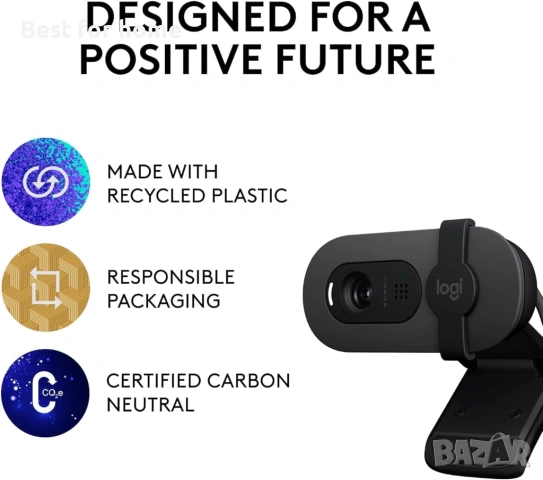 Logitech 960001580 Brio 100 1080p Full HD уеб камера, снимка 4 - Камери - 53390452