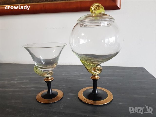 Дизайнерско и авторско Elime ръчно стъкло Мурано Чаша и Купа, снимка 3 - Декорация за дома - 40919496