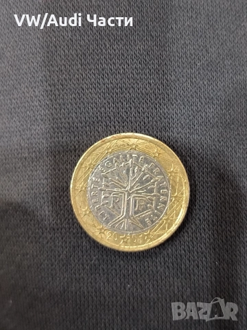 Монета 1 евро Франция 2001г. минт 1 Euro France 2001