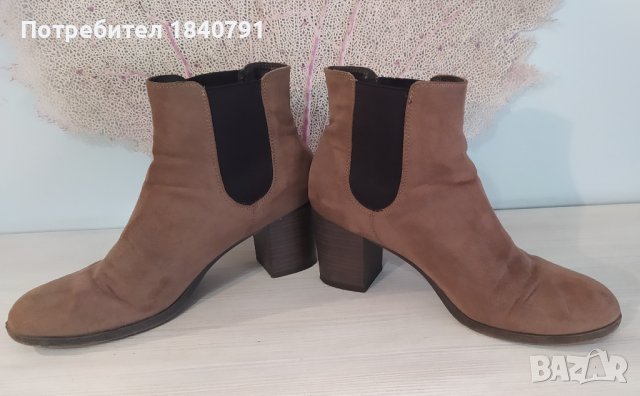 Бежови боти – цвят капучино, велур, № 41