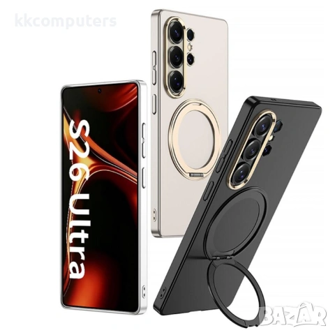 Магнитен Калъф GKK за Samsung Galaxy S26 Ultra - Тънък PC гръб, Метална въртяща се стойка, Шокоустой, снимка 7 - Калъфи, кейсове - 53681079