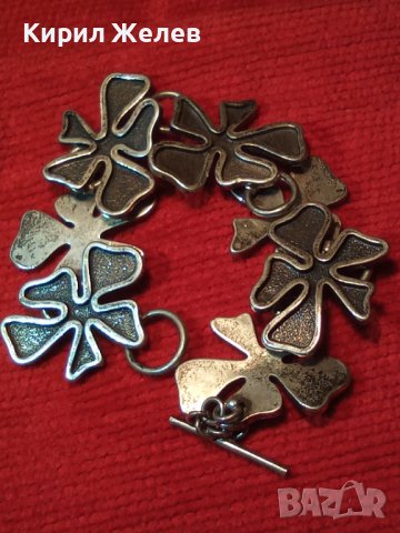 СТАРА ФЛОРАЛНА СРЕБЪРНА ГРИВНА МАСИВНО ОКСИДИРАНО СРЕБРО ВИСОКА ПРОБА РЪЧНА АРТ НУВО ИЗРАБОТКА 25385, снимка 4 - Гривни - 34883893