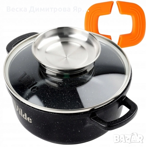 Универсална гранитна касерола с незалепващо, със стъклен капак и дозатор за течности, снимка 3 - Съдове за готвене - 52712285