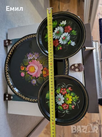 Лот ръчно рисувани метални подноси СССР , снимка 4 - Колекции - 41240783