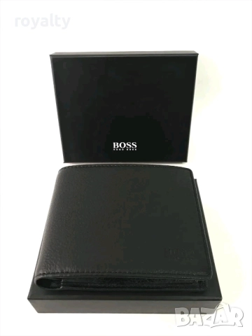 Hugo Boss Естествена Кожа Мъжки Черен Портфейл 