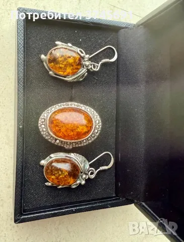 Античен руски пръстен сребро и кехлибар, снимка 2 - Пръстени - 48478119