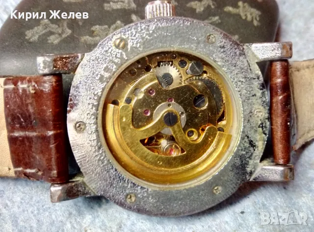 СЛАВА Скелетон РУСКИ ЧАСОВНИК АВТОМАТИК с КАИШКА Nagata SPAIN Естествена КОЖА ФУНКЦИОНИРАЩ 49334, снимка 2 - Мъжки - 48275542