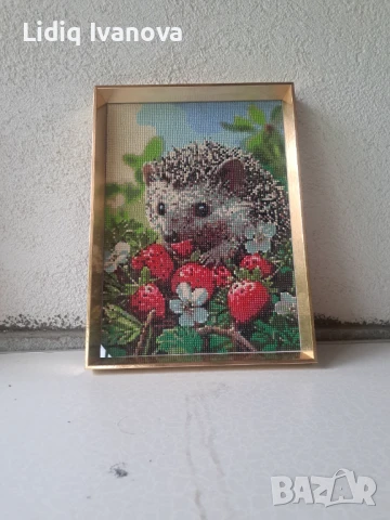 Диамантен гоблен таралеж-готов и рамкиран, снимка 4 - Гоблени - 50475541