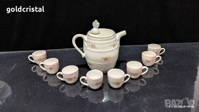 Стар български порцелан чашки с бърдуче , снимка 2 - Антикварни и старинни предмети - 53308059