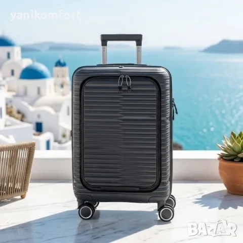 Куфар за ръчен багаж 55×40×20 с лицев джоб с отделение за лаптоп - полипропилен, снимка 9 - Куфари - 56194791